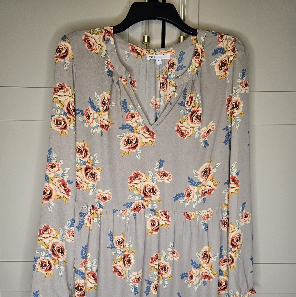 DR2 By Daniel Rainn Floral Long Sleeve Blouse Tunic